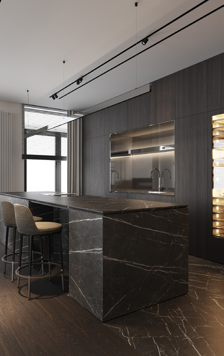 Midnight Villa nero marquina detail