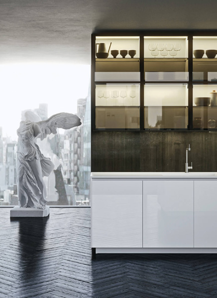 Skyline Penthouse high-gloss island