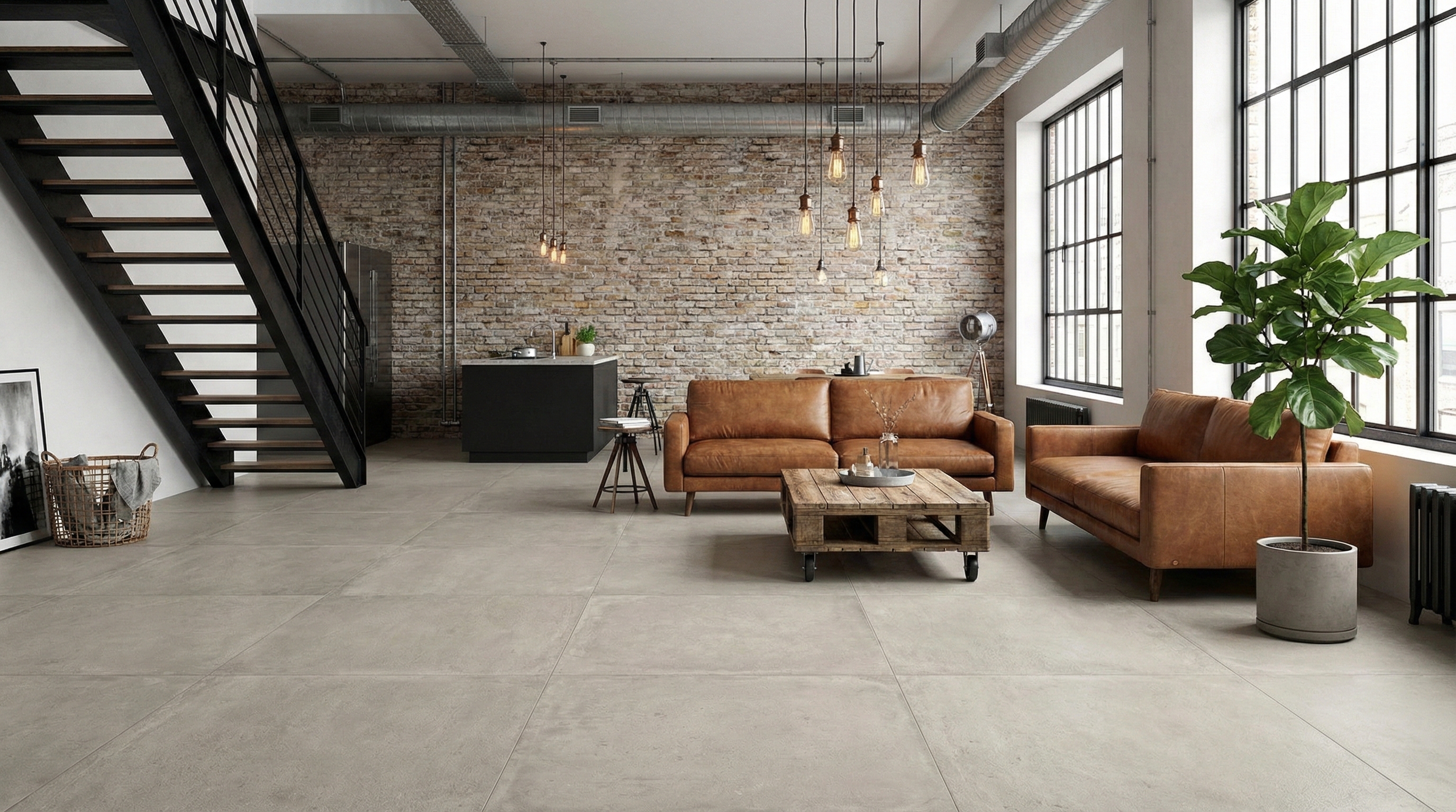 Urban Concrete Light in loft living setting