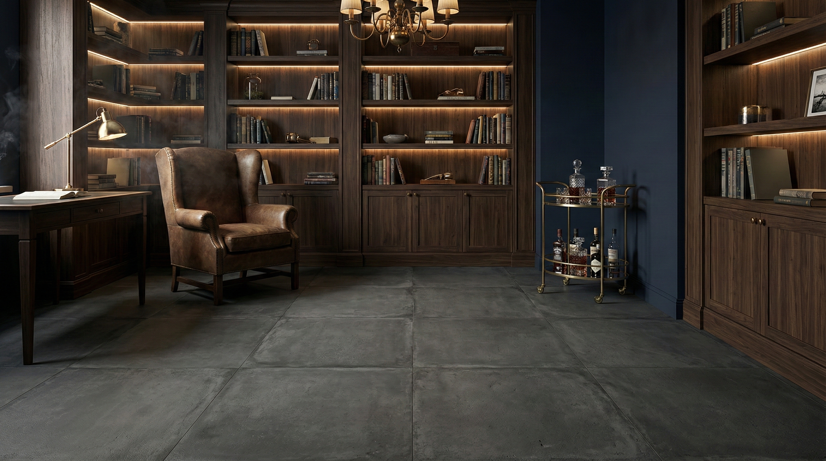 Urban Concrete Dark in study bar setting