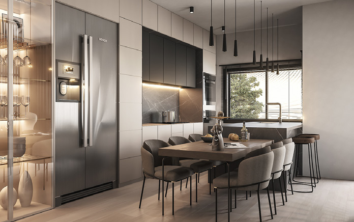 Tribeca Dark glass cabinetry